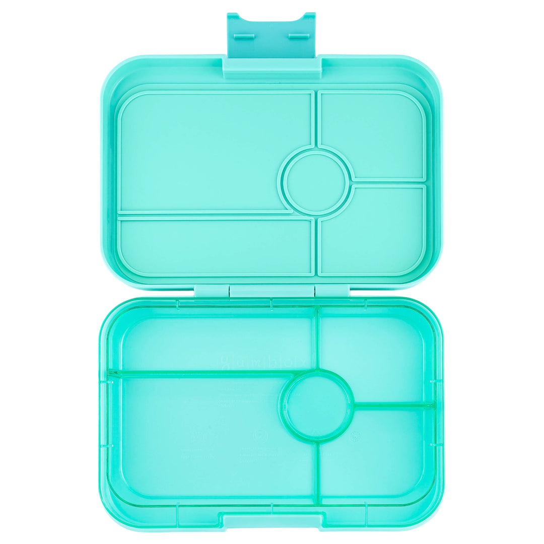 Leakproof Yumbox Tapas Bali Aqua- 5 Compartment -Clear Aqua Tray- Largest Size Bento