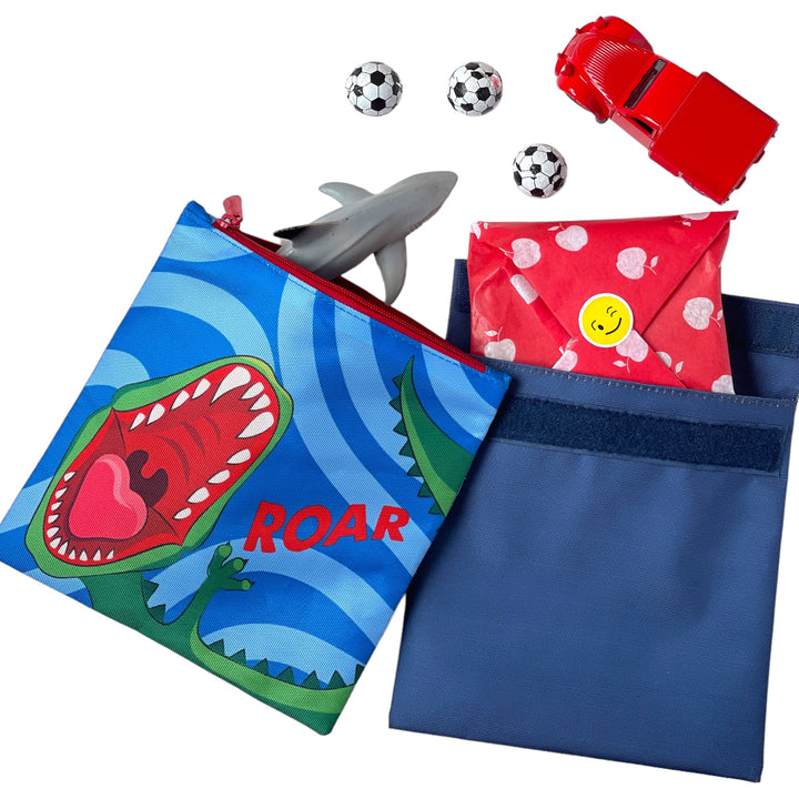 Reusable Sandwich Bag - Set of 2 - Navy & Dino