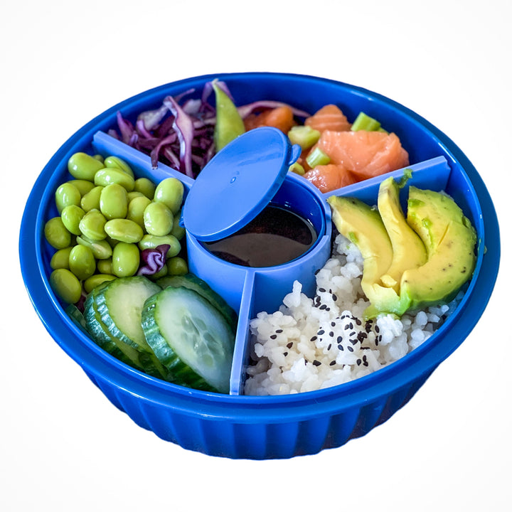 Poke Salad Bowl with 3 Part Divider - Paradise Aqua