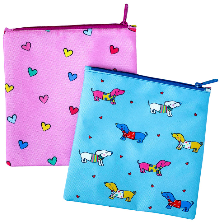 Reusable Sandwich Bag - Set of 2 - Doggies & Hearts