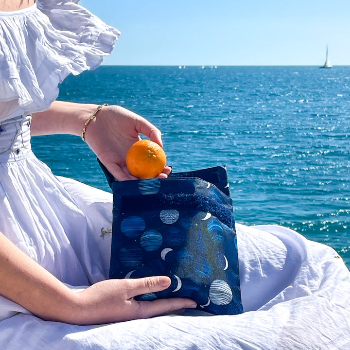 Reusable Sandwich Bag - Set of 2 - Navy & Lunar Phases