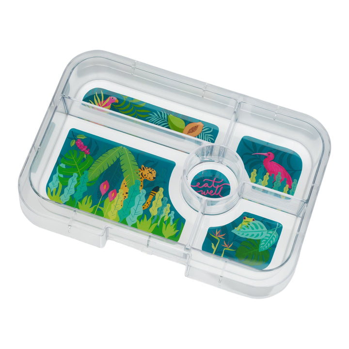 Leakproof Yumbox Tapas Bento Lunch Box - 5 Compartment - Capri Pink with Jungle Tray