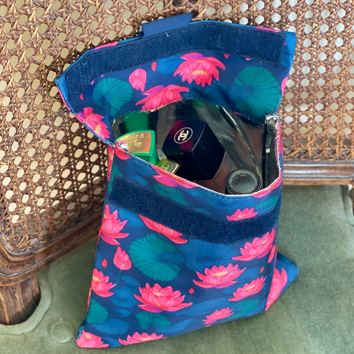 Reusable Sandwich Bag - Set of 2 - Navy & Lotus Flowers