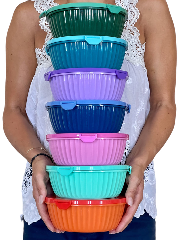 Poke Salad Bowl with 3 Part Divider - Paradise Aqua