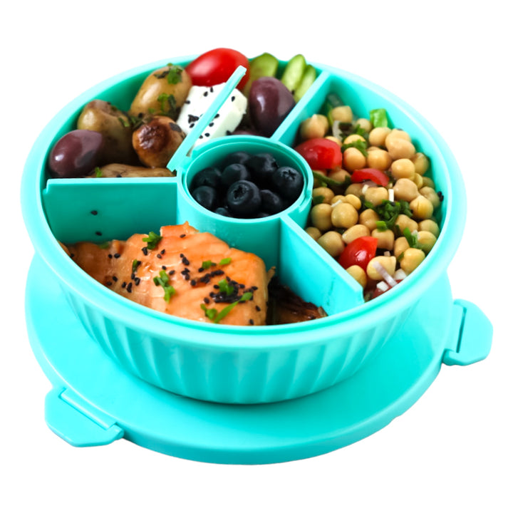 Poke Salad Bowl with 3 Part Divider - Paradise Aqua