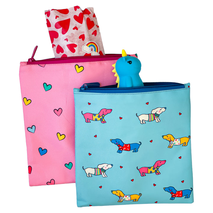 Reusable Sandwich Bag - Set of 2 - Doggies & Hearts