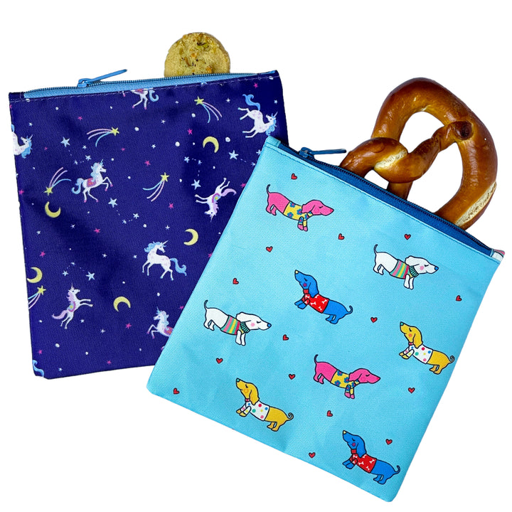 Reusable Sandwich Bag - Set of 2 - Unicorns & Doggies!
