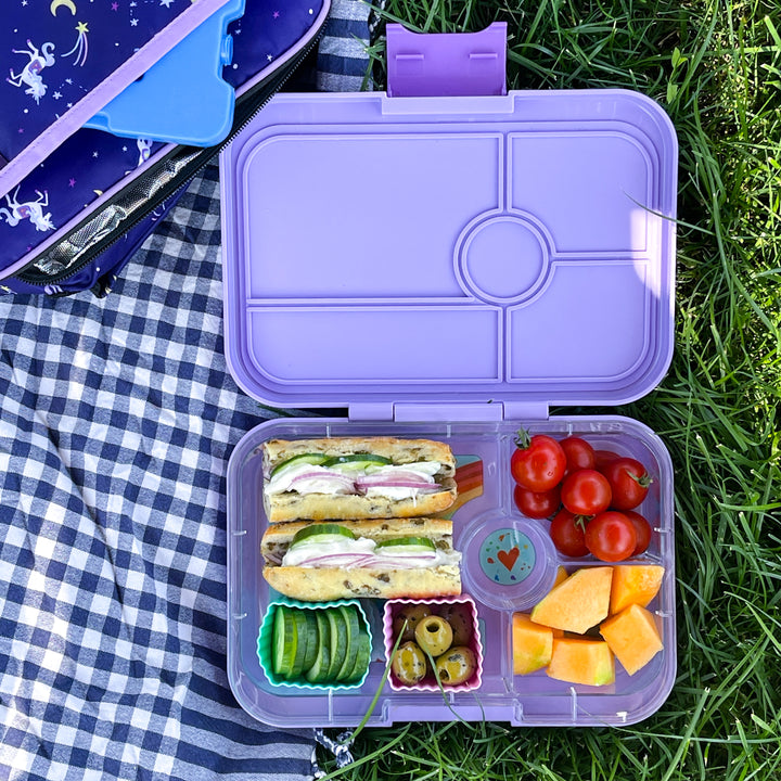 Leakproof Yumbox Tapas Seville Purple - 4 Compartment - Rainbow Tray - Largest Size Bento