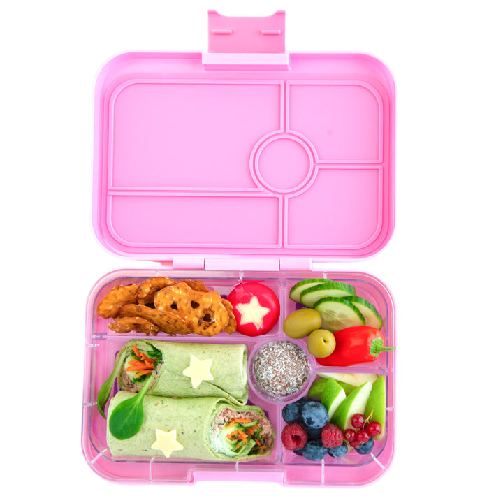 Leakproof Yumbox Tapas Bento Lunch Box - 5 Compartment - Capri Pink with Bon Appetit Tray for Kids and Adults