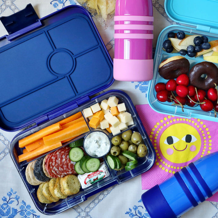 Leakproof Yumbox Tapas Bento Lunch Box - Monte Carlo Blue - 5 Compartment (Jungle Tray) Large Size