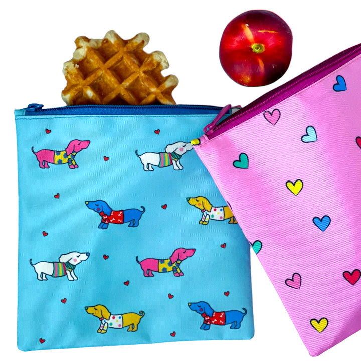 Reusable Sandwich Bag - Set of 2 - Doggies & Hearts
