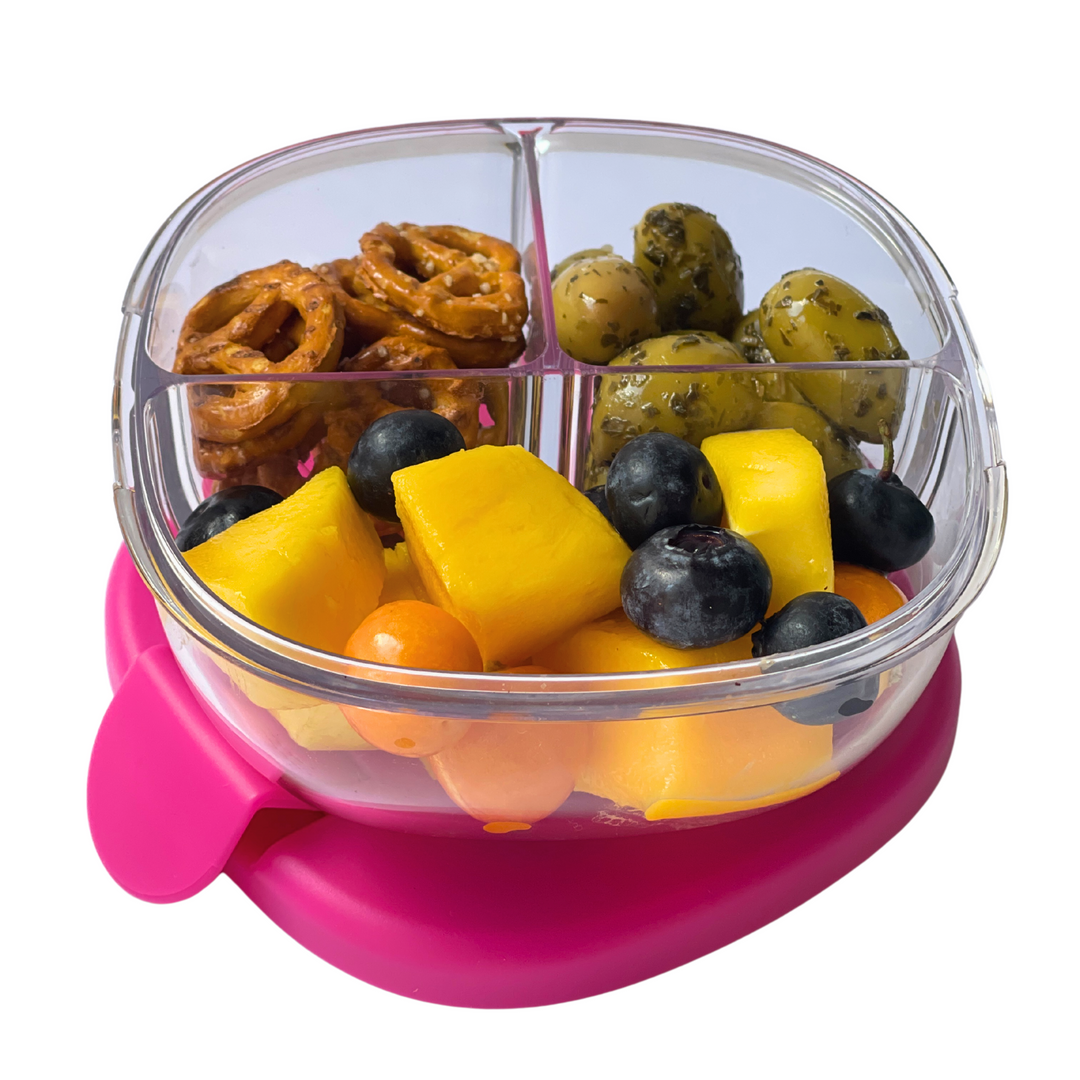 Yumbox Snack in Raspberry Pink with Leakproof Lid Keeps food separate