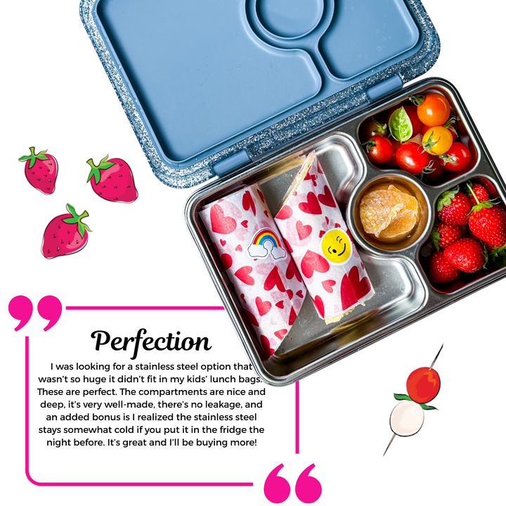 Yumbox Prêt – Leakproof Stainless Steel Lunch Box - Paris Blue Glitter