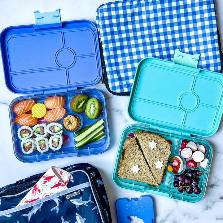 Leakproof Yumbox Tapas Bento Lunch Box - Antibes Blue - 4 Compartment with Rainbow Tray - Extra Large Size