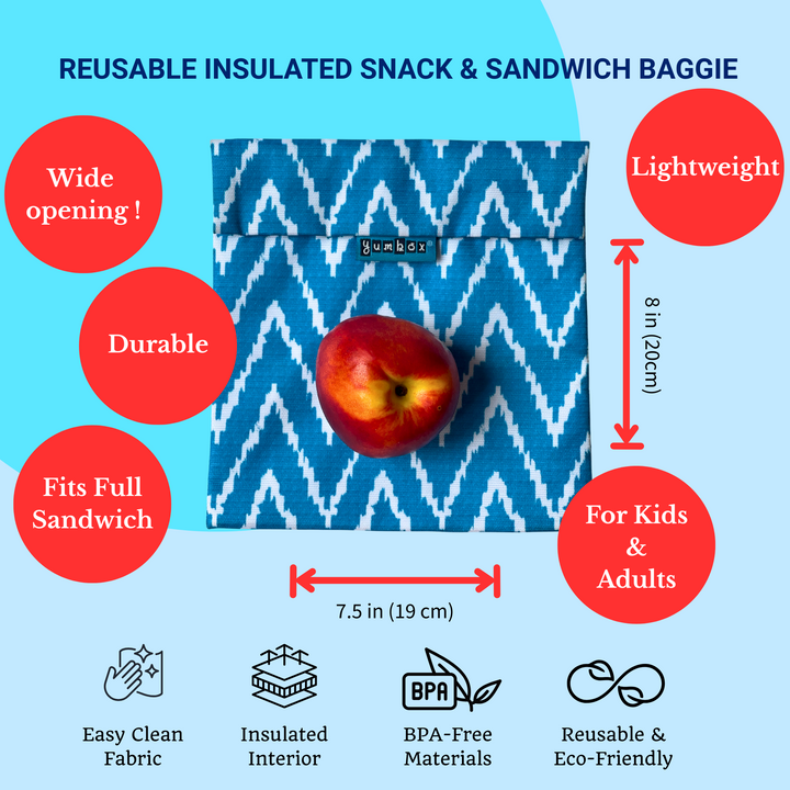 Reusable Sandwich Bag - Teal Zig Zag
