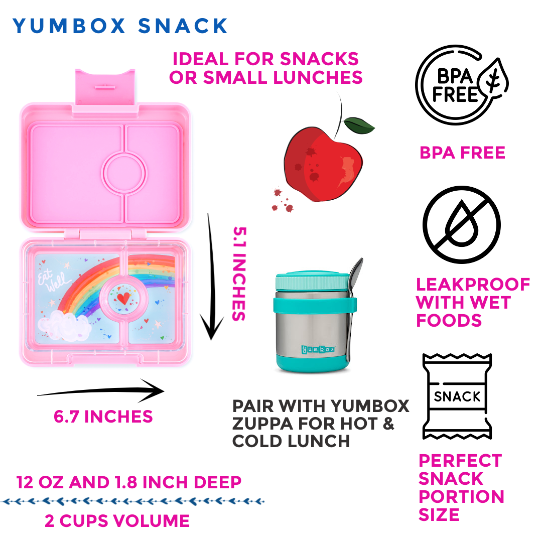 Snack Size Small Bento Lunch Box Fifi Pink (Rainbow Tray)