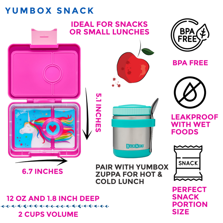 Snack Size Bento Lunch Box Lavande Purple (Magical Unicorn)