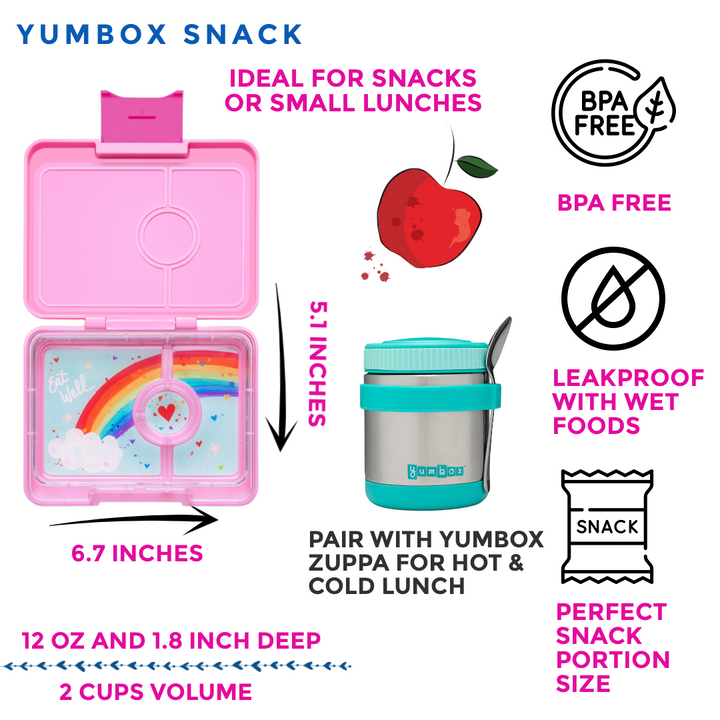Snack Size Small Bento Lunch Box Miami Aqua (Rainbow)