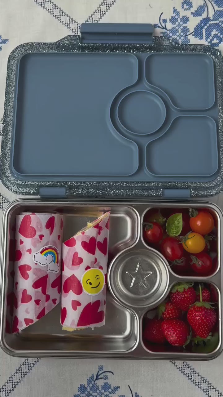 Yumbox Prêt – Leakproof Stainless Steel Lunch Box - Paris Blue Glitter