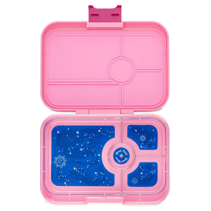 Leakproof Yumbox Tapas Bento Lunch Box - 4 Compartment - Capri Pink with Zodiac Tray for Kids and Adults