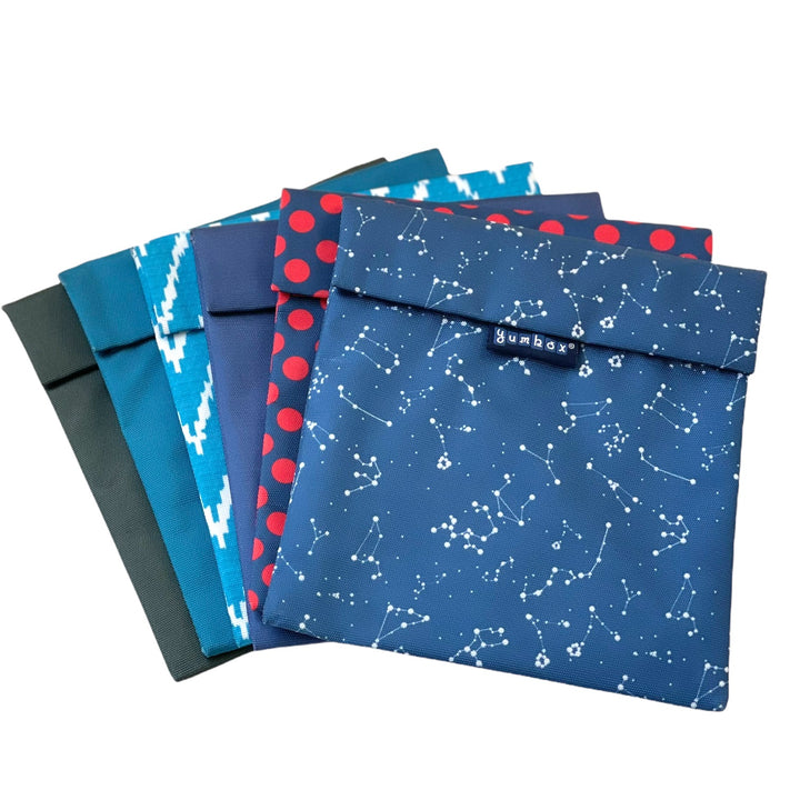 Reusable Sandwich Bag - Set of 2 - Navy & Starry Sky Pochettes