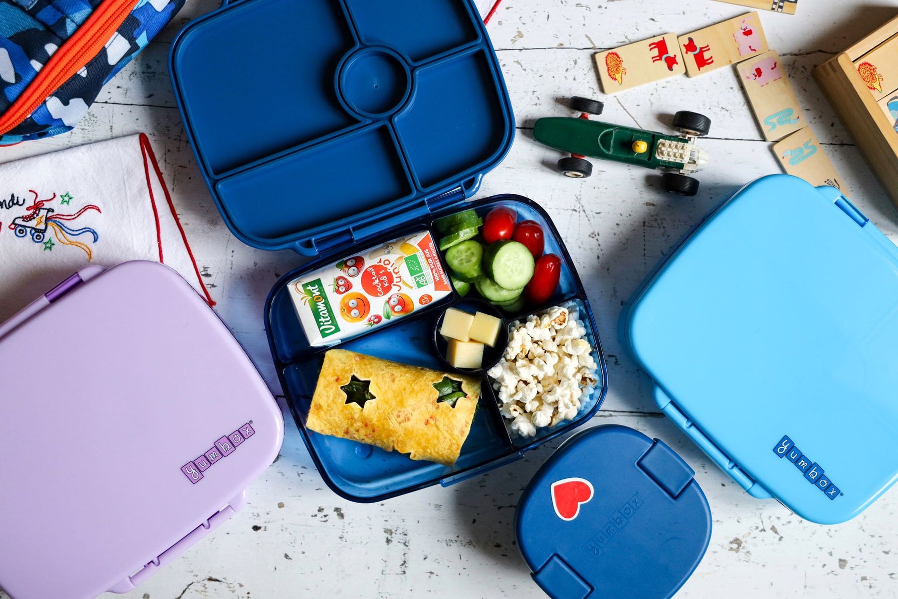 Deep bento box for packed lunches in Oslo Blue