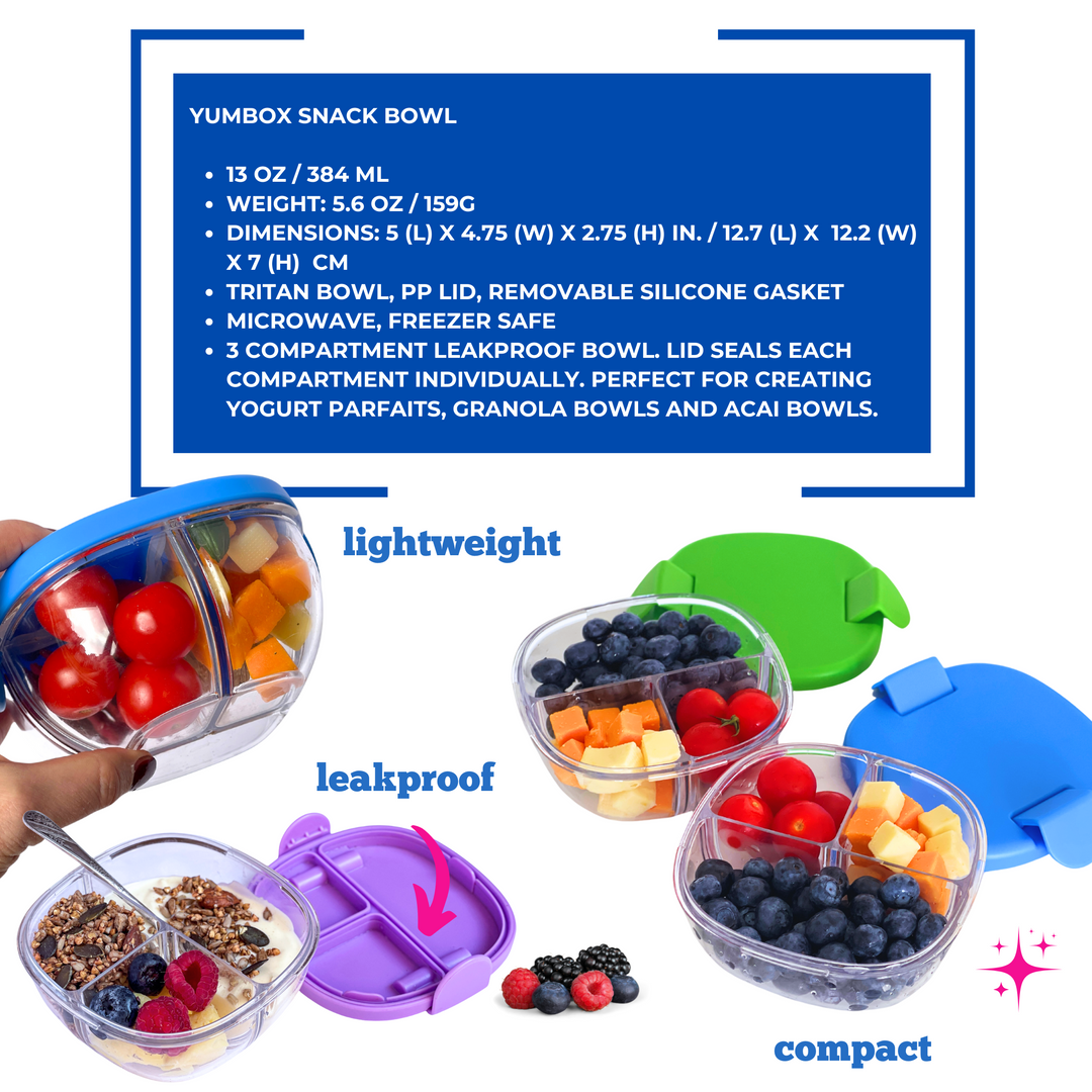 3 Compartment Leakproof Snack Bowl - Navy Blue