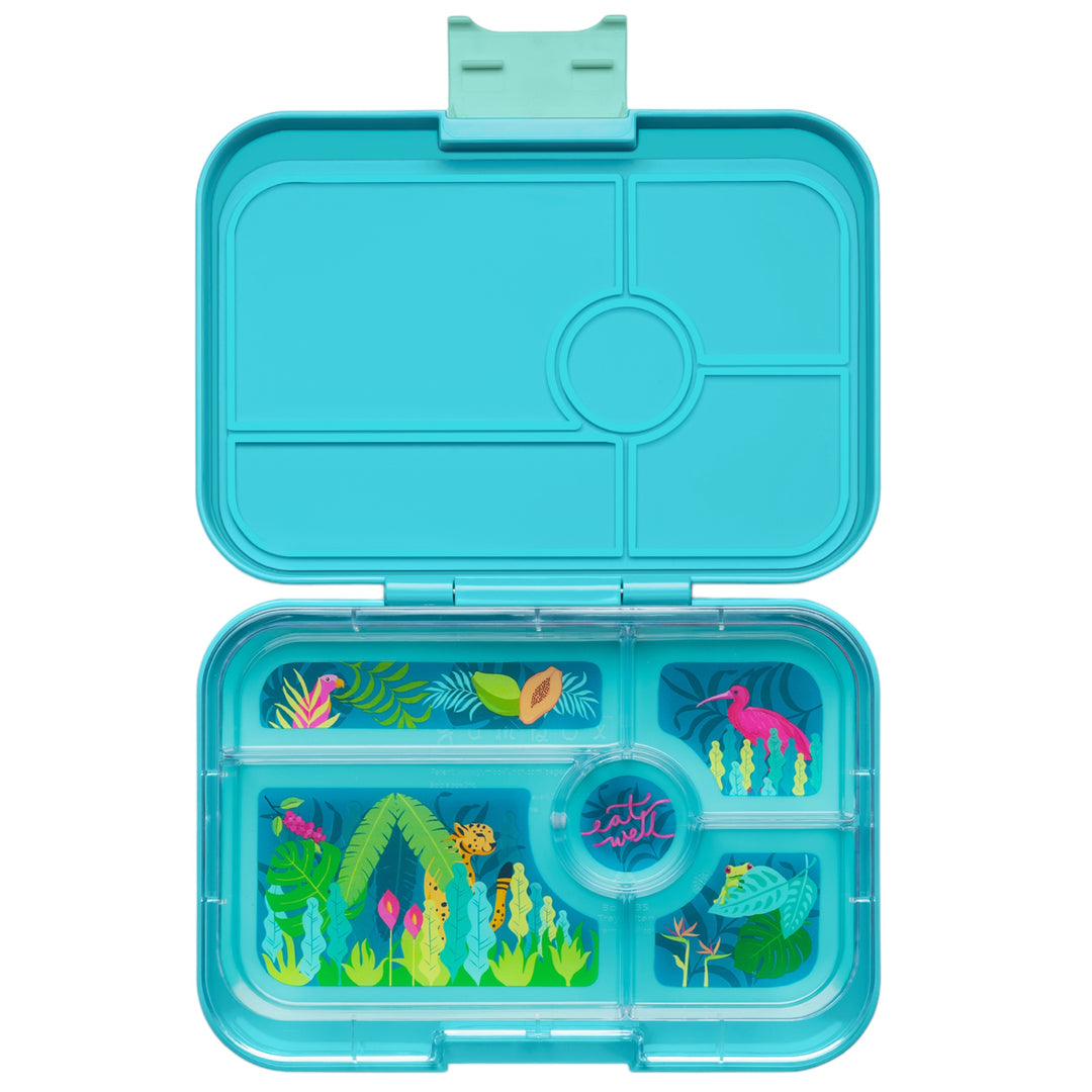 LEAKPROOF YUMBOX TAPAS BENTO LUNCH BOX - 5 COMPARTMENT - ANTIBES BLUE WITH JUNGLE TRAY