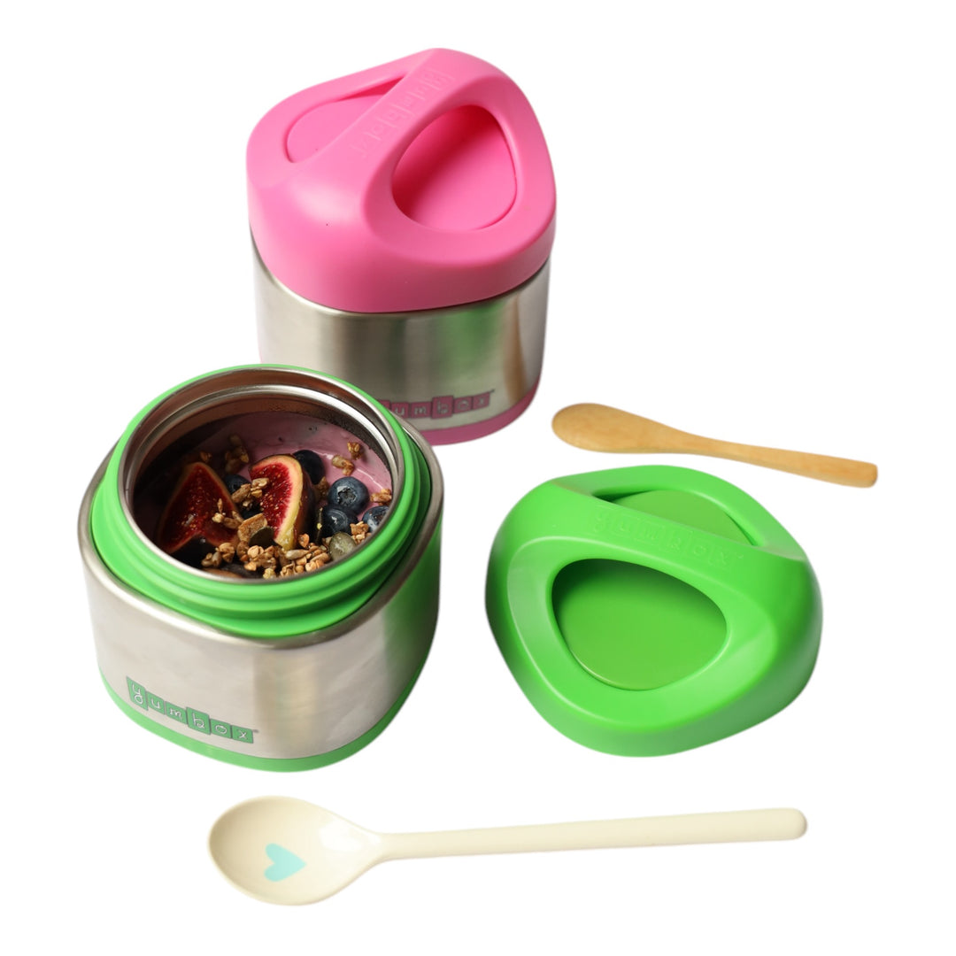 Yumbox Cubi Thermal Food Jar for Kids - Easy Carry and Open Lid 10 oz  - Berry Pink