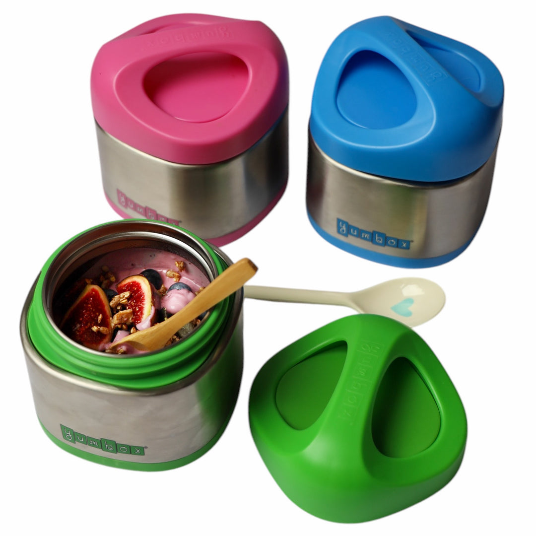 Yumbox Cubi Thermal Food Jar for Kids - Easy Carry and Open Lid 10 oz  - Apple Green