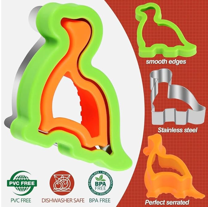 3-in-1 Sandwich Cutter Stainless Steel - Dinosaur
