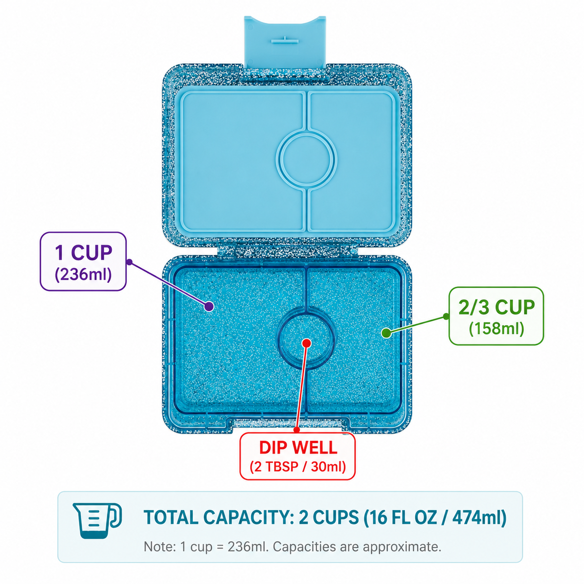Yumbox Snack Box Glitter capacity