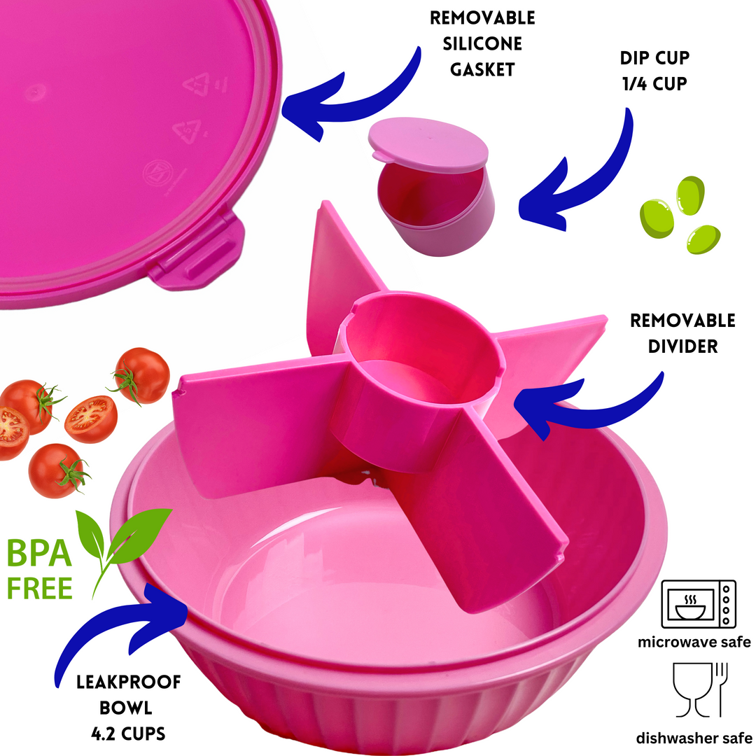 Poke Bowl with 4 Part Divider - Guava Pink