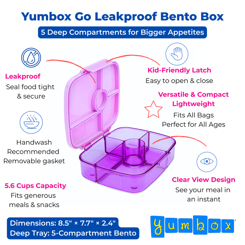 Yumbox Go – Large Deep Leakproof Bento Lunch Box, 5 Compartments