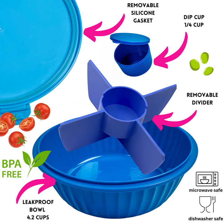 Poke Bowl with 4 Part Divider - Hawaii Blue