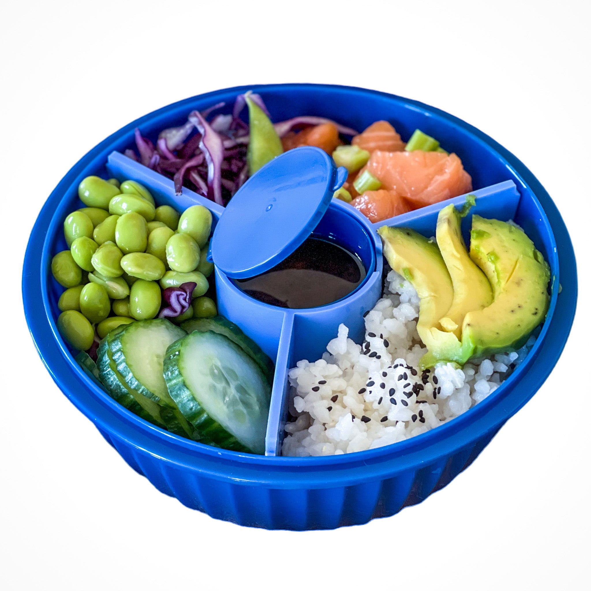 Poke Salad Bowl with 3 Part Divider - Paradise Aqua – Yumbox