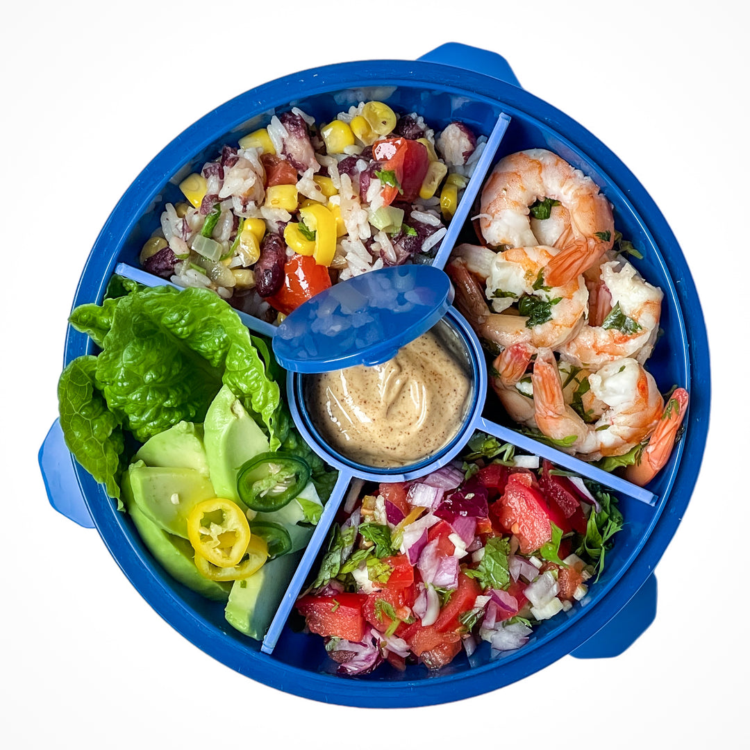 Poke Bowl with 4 Part Divider - Hawaii Blue