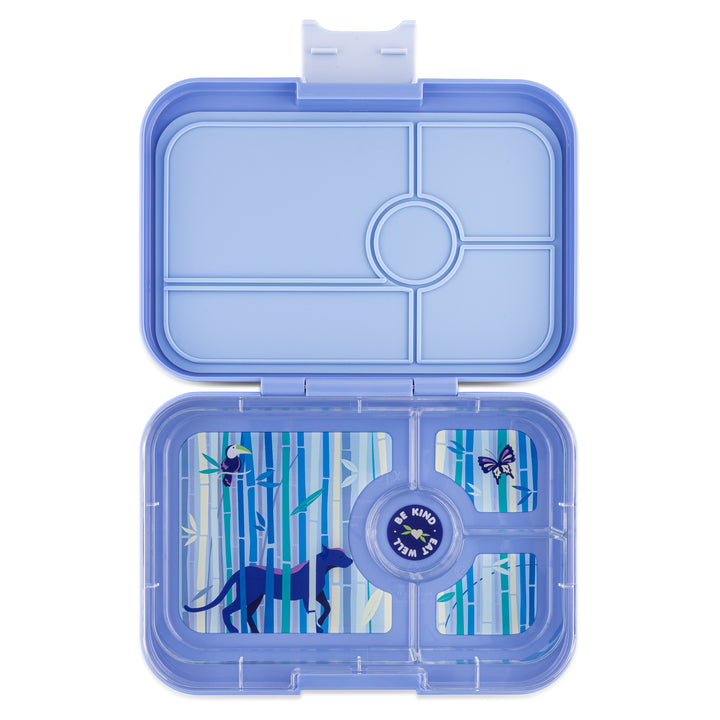 Leakproof Yumbox Tapas Bento Lunch Box - 4 Compartment - Hazy Blue with Panther Tray