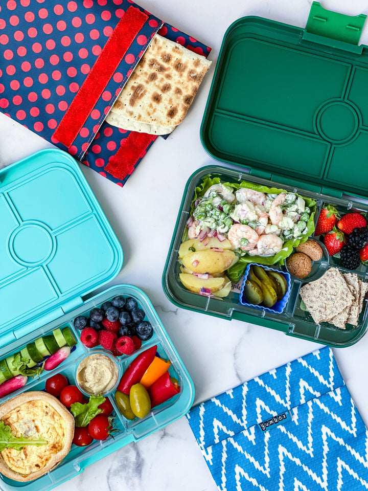 LEAKPROOF YUMBOX TAPAS BENTO LUNCH BOX - 5 COMPARTMENT - ANTIBES BLUE WITH JUNGLE TRAY