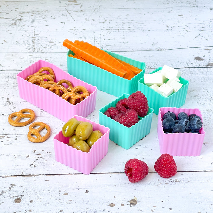 Mini Silicone Bento Cup Set of 6 - Pink Aqua