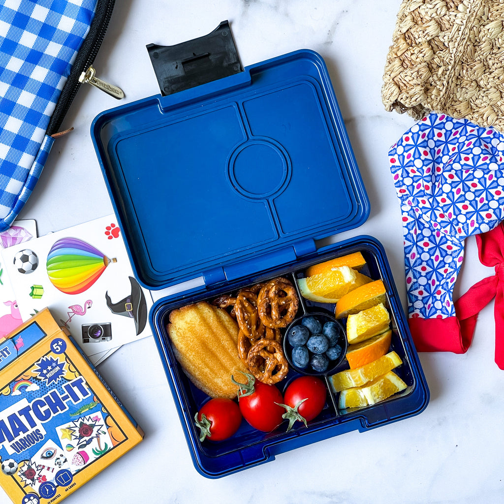Hot and cold lunch combo using Yumbox snack size bento and Yumbox