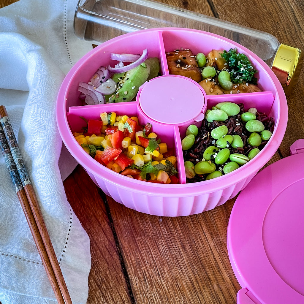 Poke Bowl with 4 Part Divider - Guava Pink