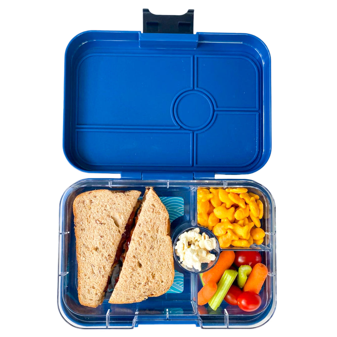 Leakproof Yumbox Tapas Bento Lunch Box - Monte Carlo Blue - 4 Compartment with Shark Tray