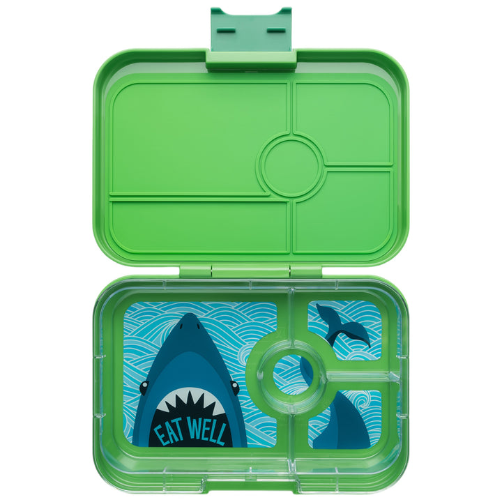 Leakproof Yumbox Tapas Bento Lunch Box - Jurassic Green - 4 Compartment with Shark Tray