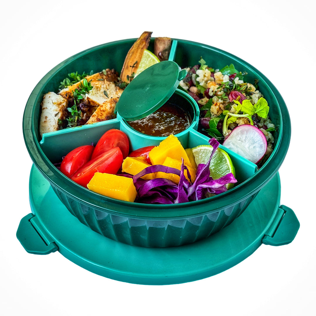 Poke Bowl with 3 Part Divider - Kale Green