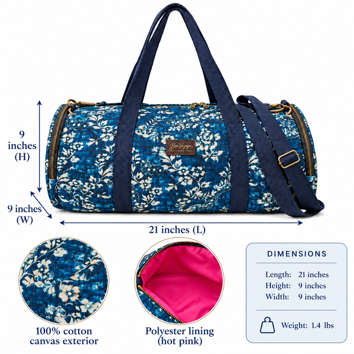 Perfect size for travel, gym or school