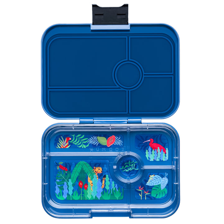 Leakproof Yumbox Tapas Bento Lunch Box - Monte Carlo Blue - 5 Compartment (Jungle Tray) Large Size