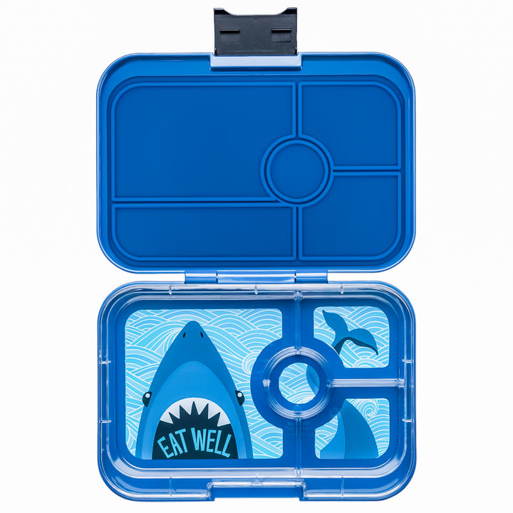 Leakproof Yumbox Tapas Bento Lunch Box - Monte Carlo Blue - 4 Compartment with Shark Tray