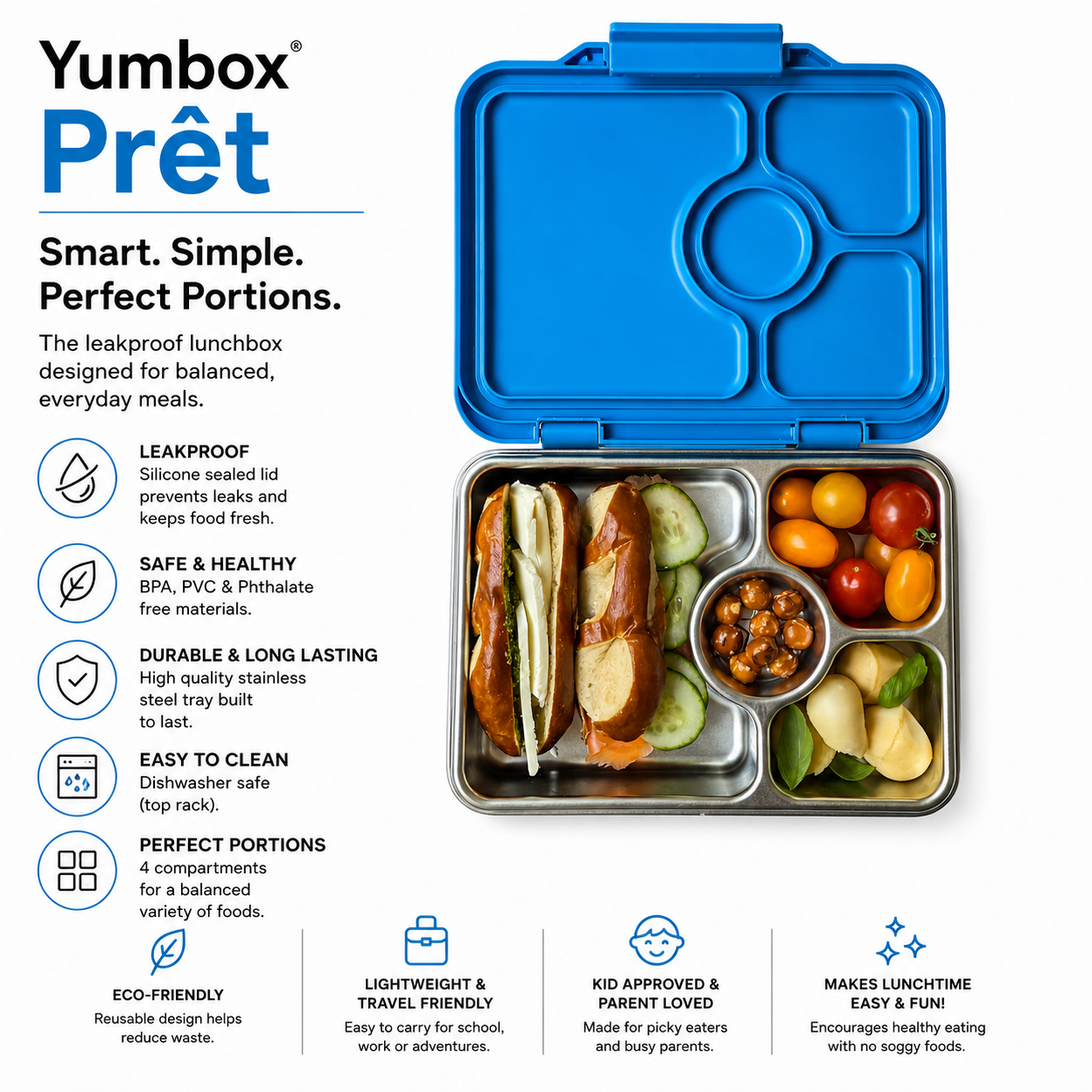 Stainless Steel Leakproof Bento Lunch Box for Kids & Adults – Yumbox Stainless Steel Leakproof Bento Lunch Box for Kids & Adults – Yumbox