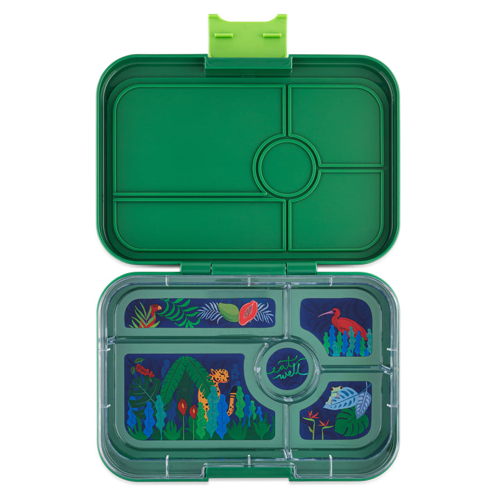 Leakproof - Yumbox Tapas Palm Green - 5 Compartment - Jungle Tray - Largest Bento